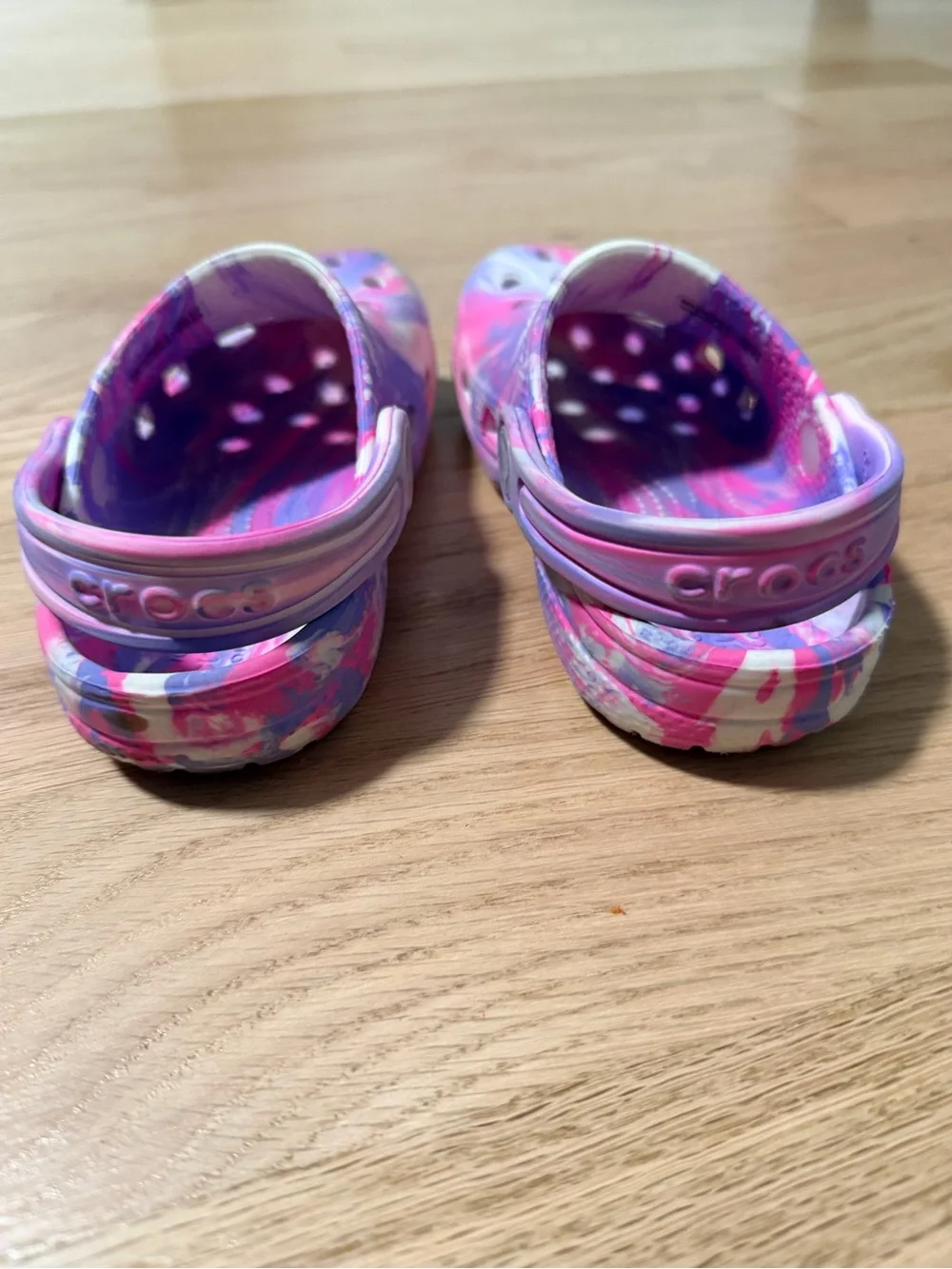 CROCS Kids Tie-Dye Style Clogs in Pink & Purple